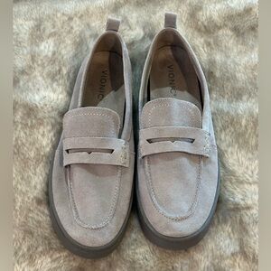 Vionic Women’s Suede Slip-On Loafers in Light Gray​
